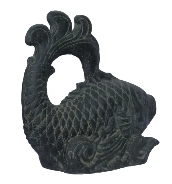 Product image 3 of the product “Balinese fish as watergame, 70cm Length | Cast stone, handcrafted & coloured ”